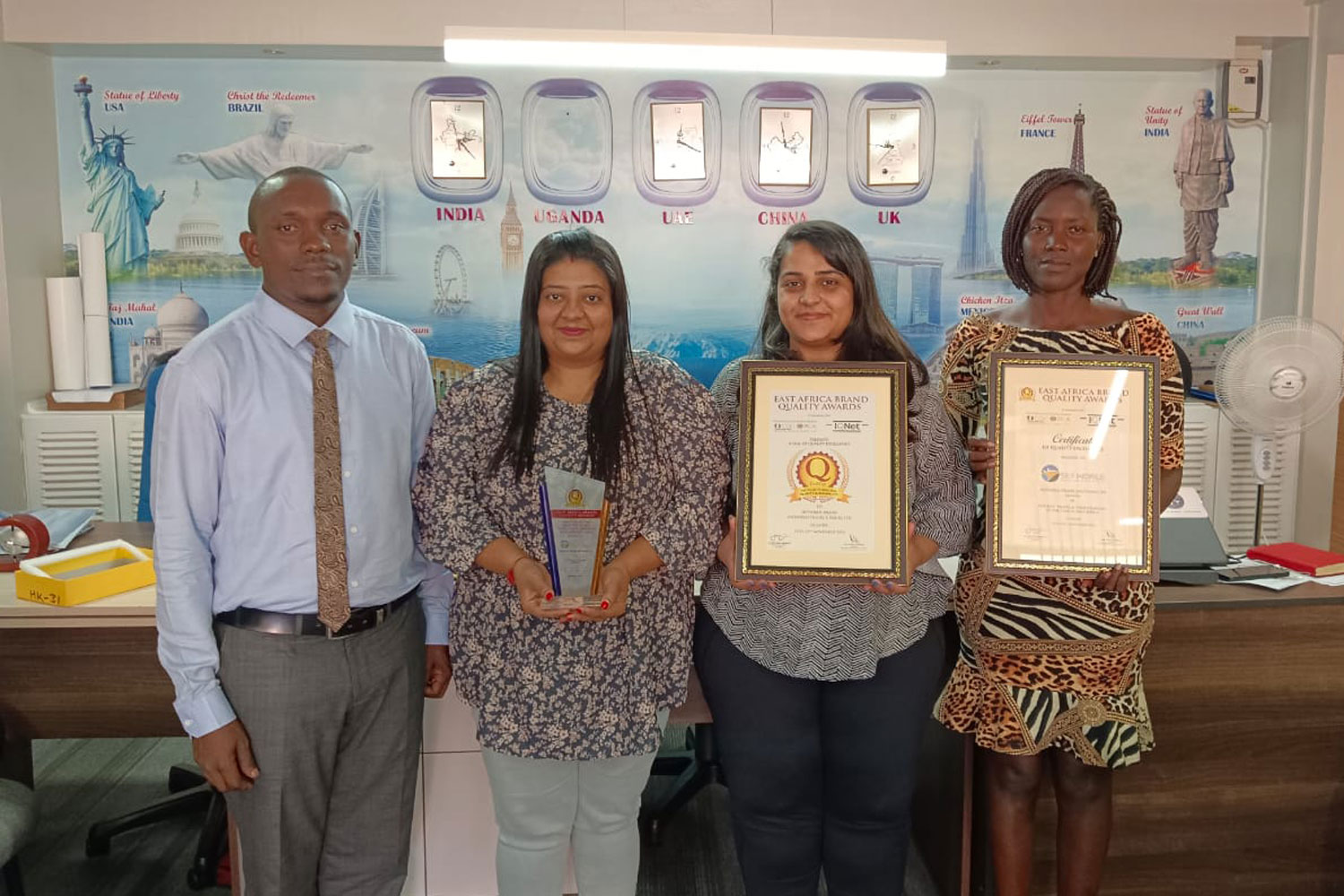 Ms. Patel Janvi, Skyworld Travel and Tours celebrating after winning the Quality Seal of Excellence as the best Tour & travel company for the East Africa Brand Quality Awards 2023 Ms. Patel Janvi, Skyworld Travel and Tours celebrating after winning the Quality Seal of Excellence as the best Tour & travel company for the East Africa Brand Quality Awards 2023